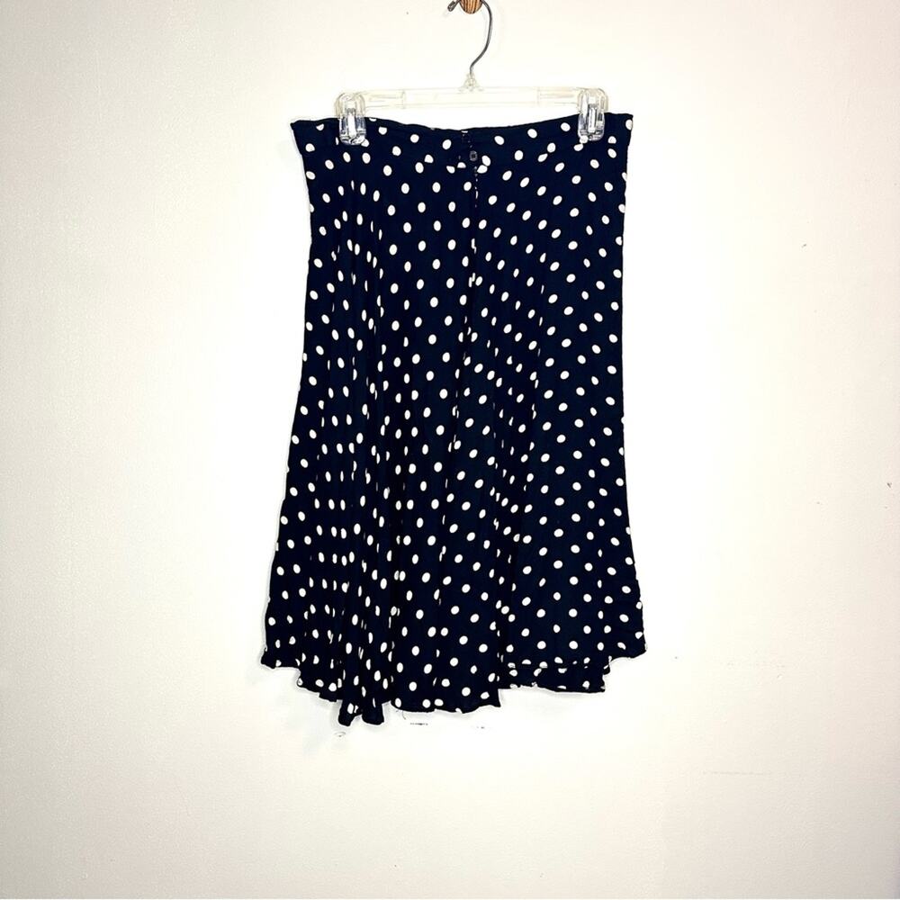 Polka Dot Knee Length Retro Style Rockabilly A-Line Skirt Black White Women 12